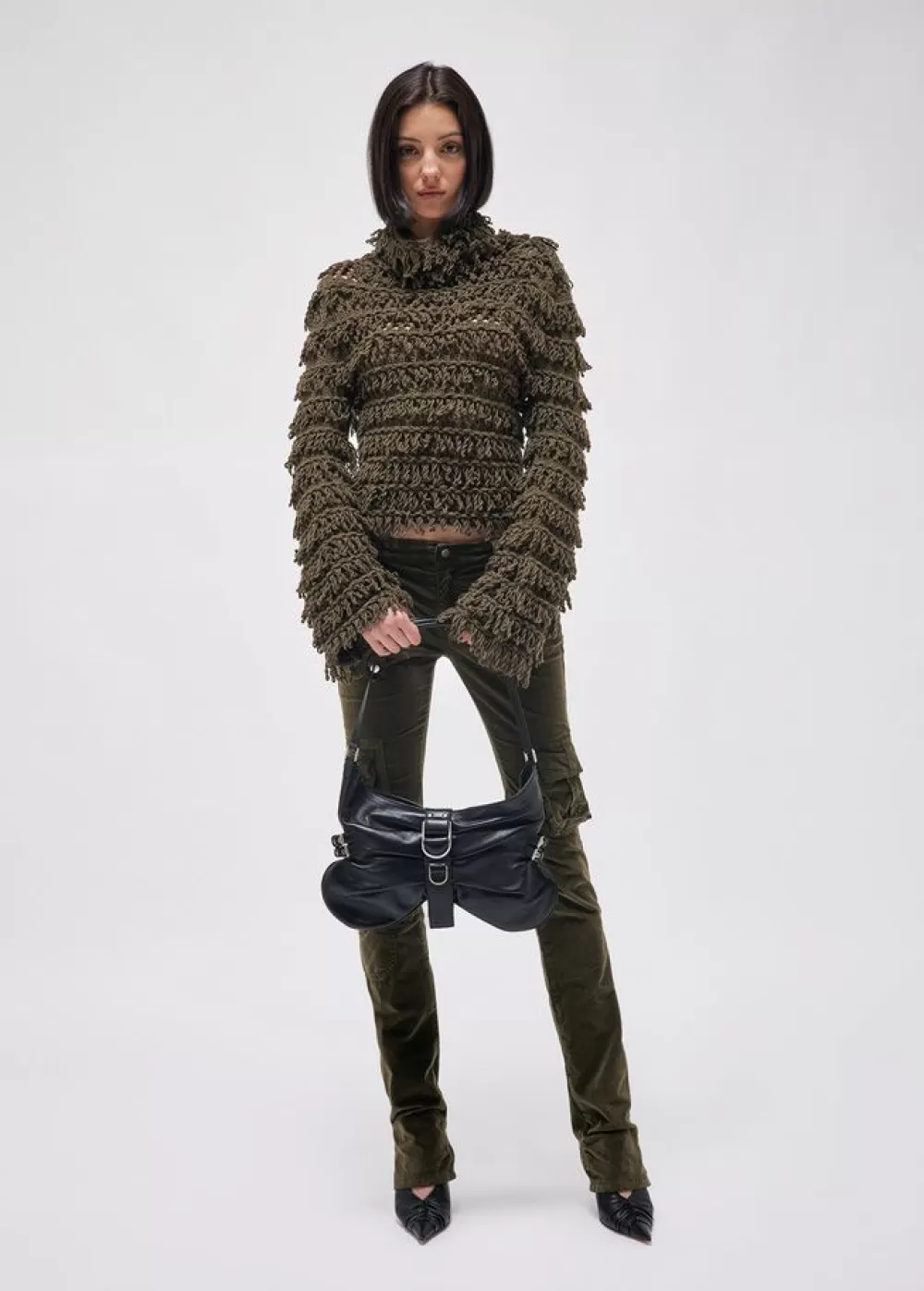 Women Blumarine Fur Stitch Wool Sweater