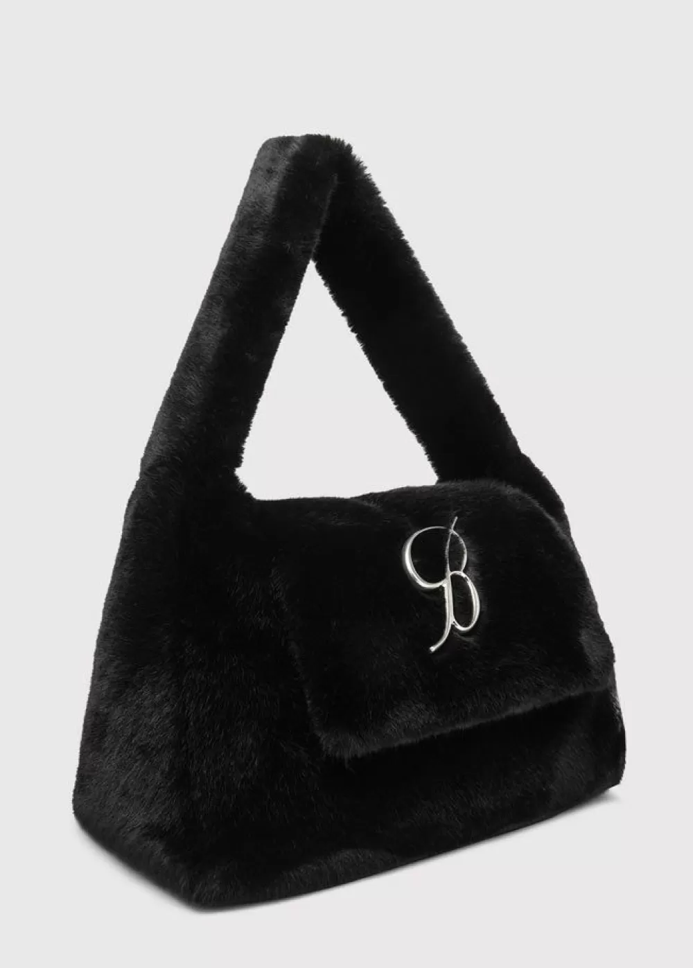 Women Blumarine Large-Size Faux Fur Bag With Flap And Logo