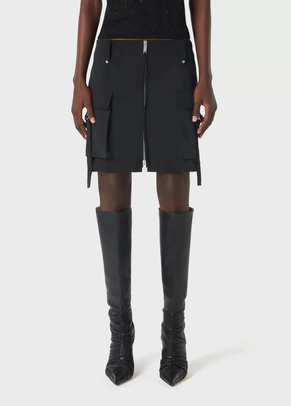 Women Blumarine Mini Skirt With Cargo Pockets And Zip