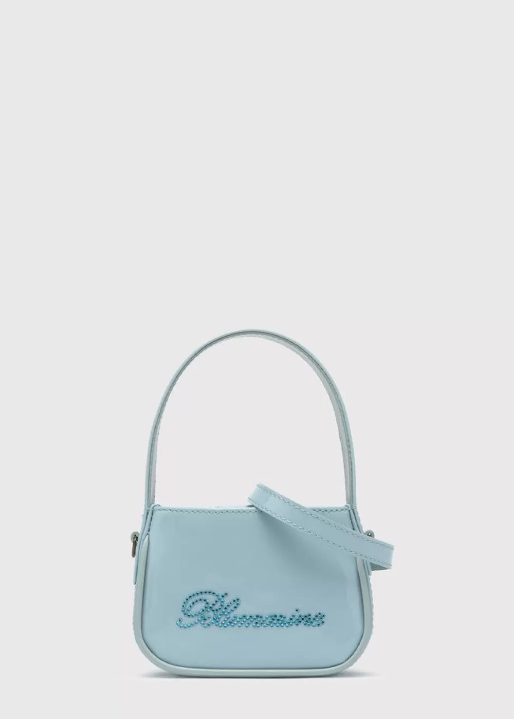Women Blumarine Patent Mini Bag With Rhinestone Logo