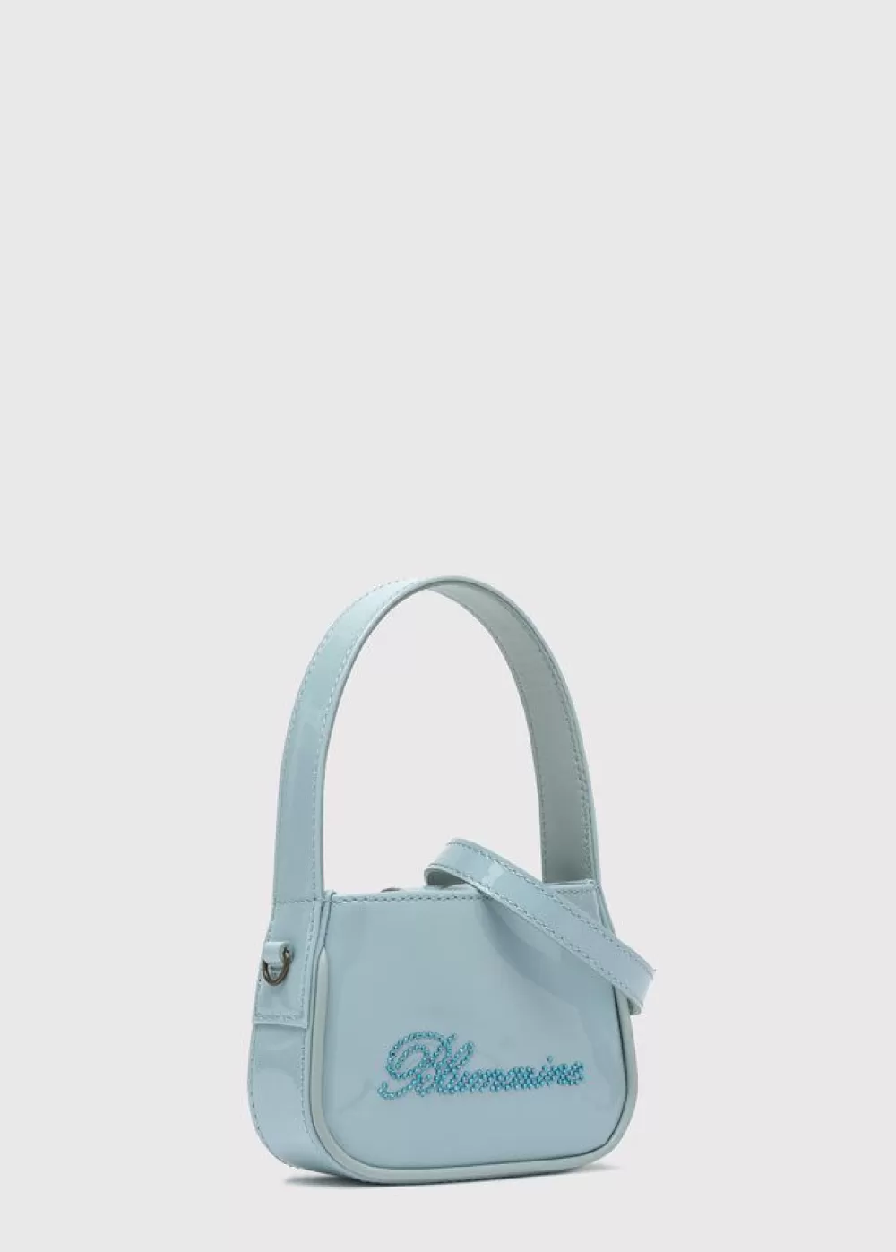 Women Blumarine Patent Mini Bag With Rhinestone Logo