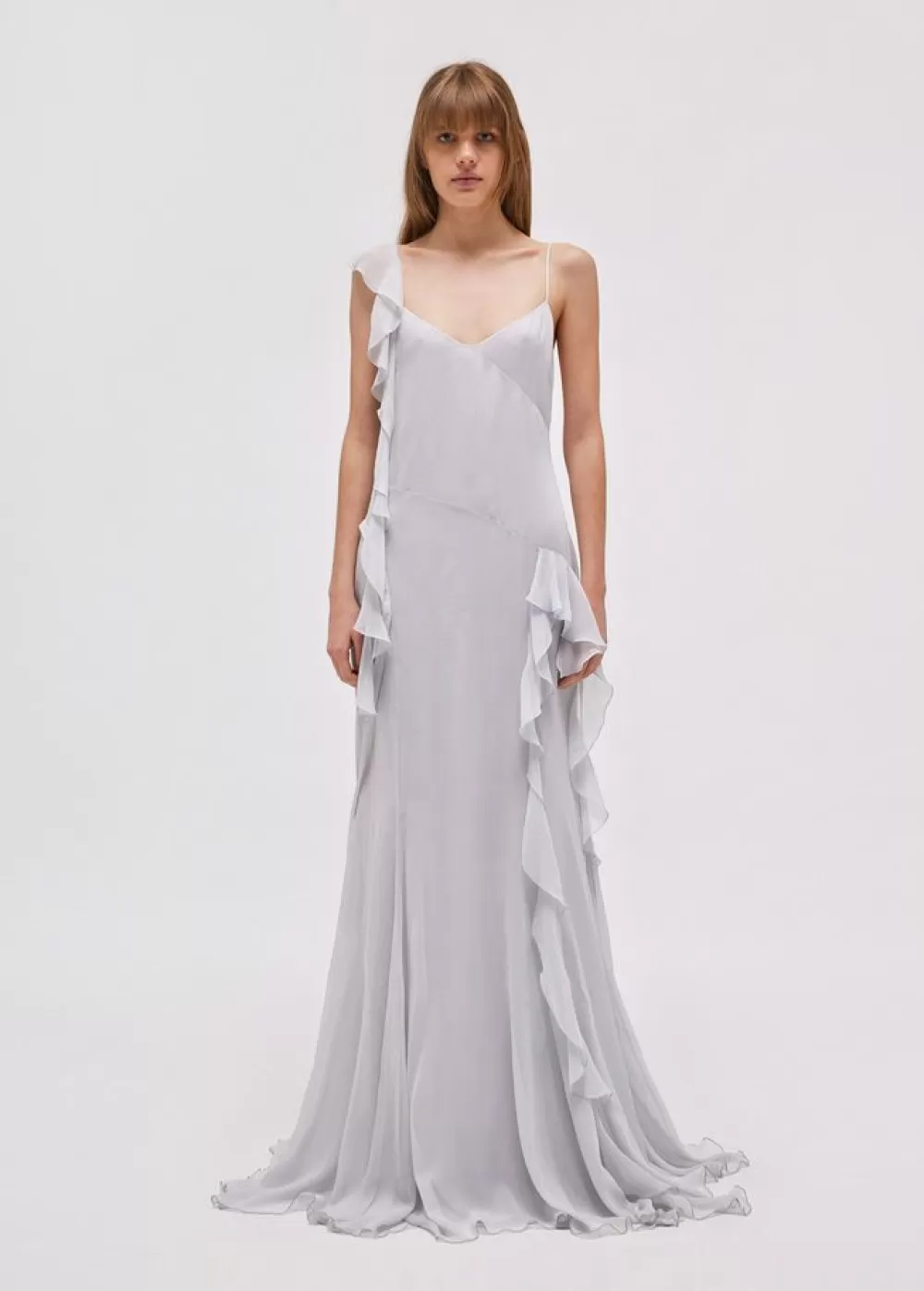 Women Blumarine Ruffled Long Dress In Silk