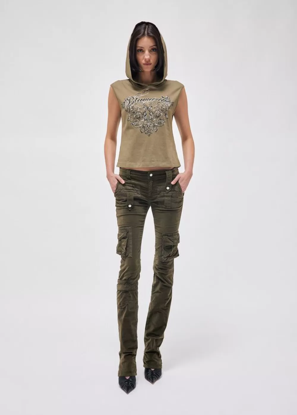 Women Blumarine Slim Fit Pants With Cargo Details