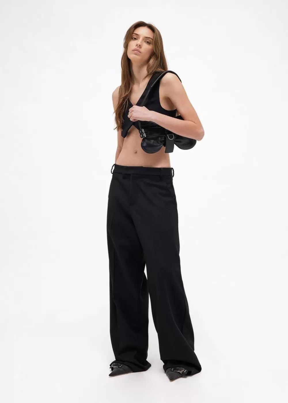 Women Blumarine Wide Pants In Stretch Wool